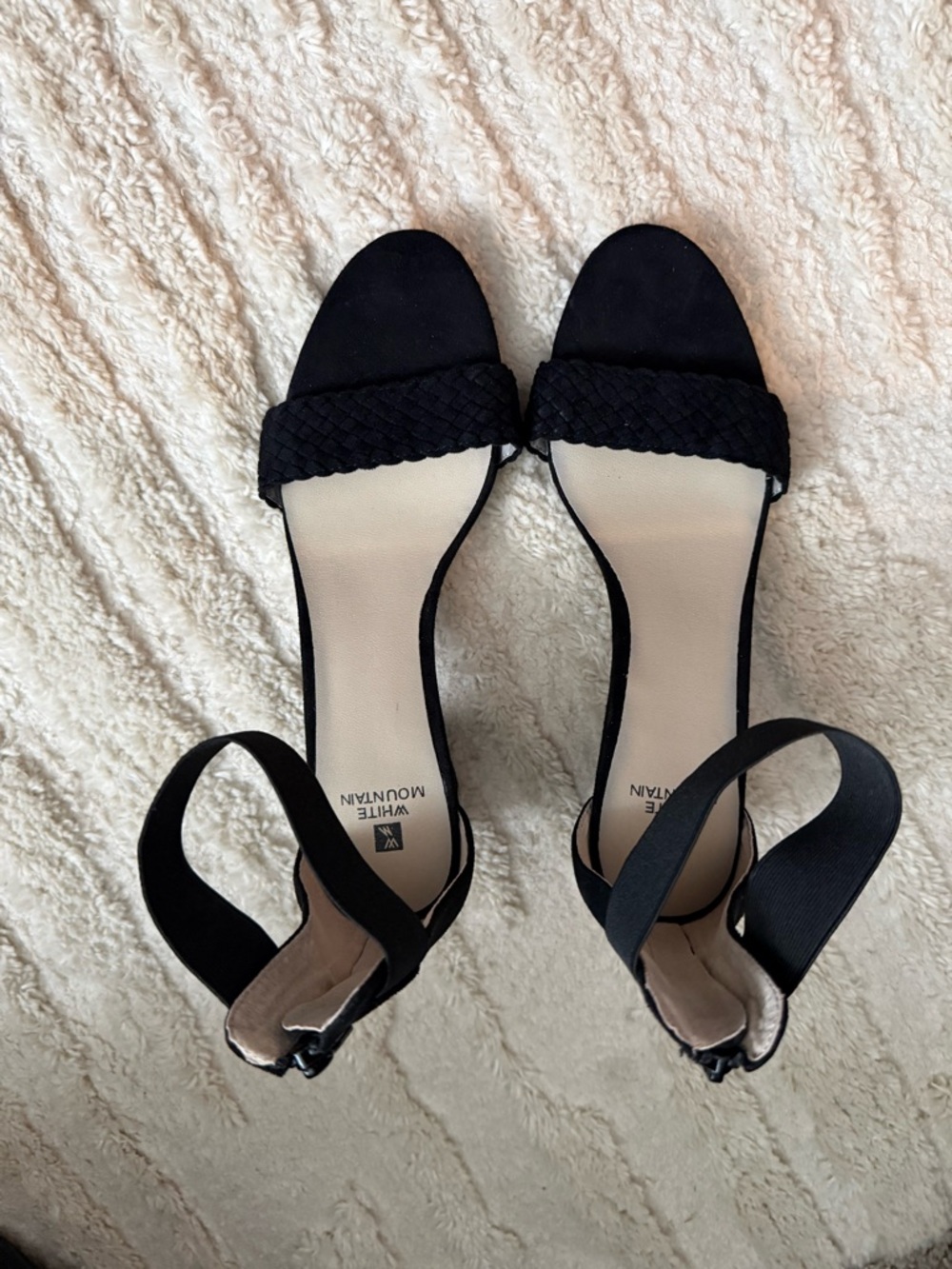 White Mountain Black Braided Ankle-Strap Sandals